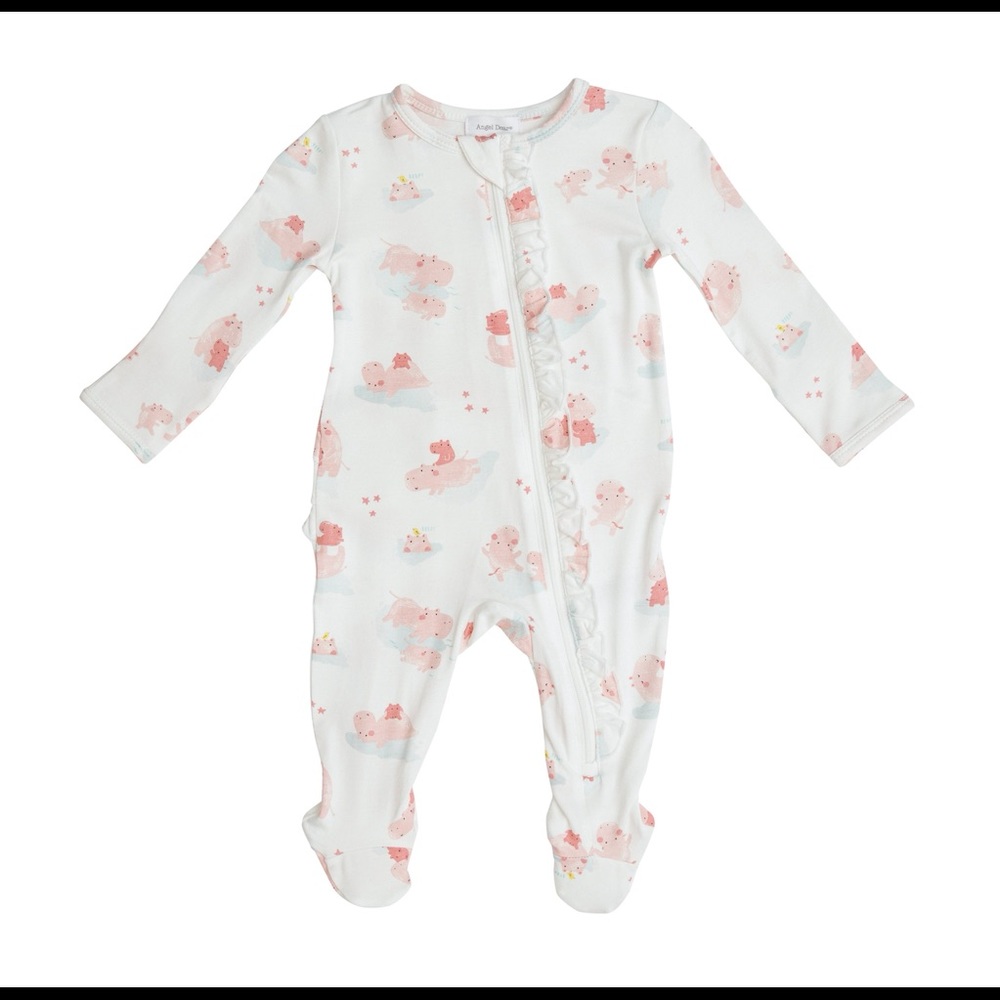 NWT Angel Dear Hippo Ruffle Footie